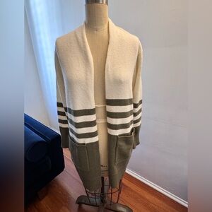 Michael Kors Striped Cream and Green Women's Sweater